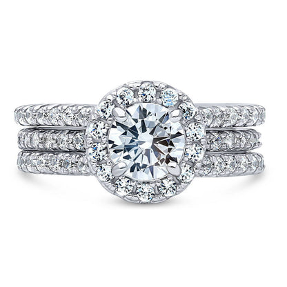 Halo CZ Insert Ring Set in Sterling Silver