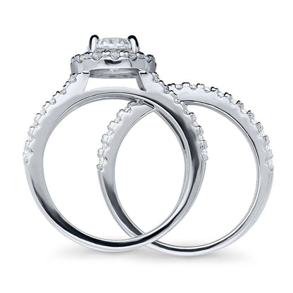 Halo CZ Insert Ring Set in Sterling Silver
