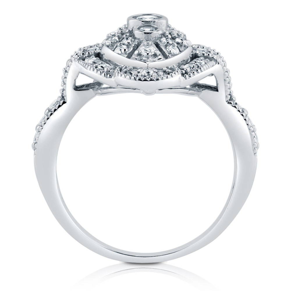 Alternate view of Navette Art Deco CZ Ring in Sterling Silver, 8 of 11