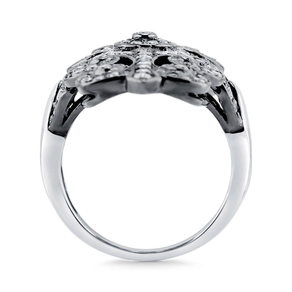 Art Deco Filigree CZ Statement Ring in Sterling Silver