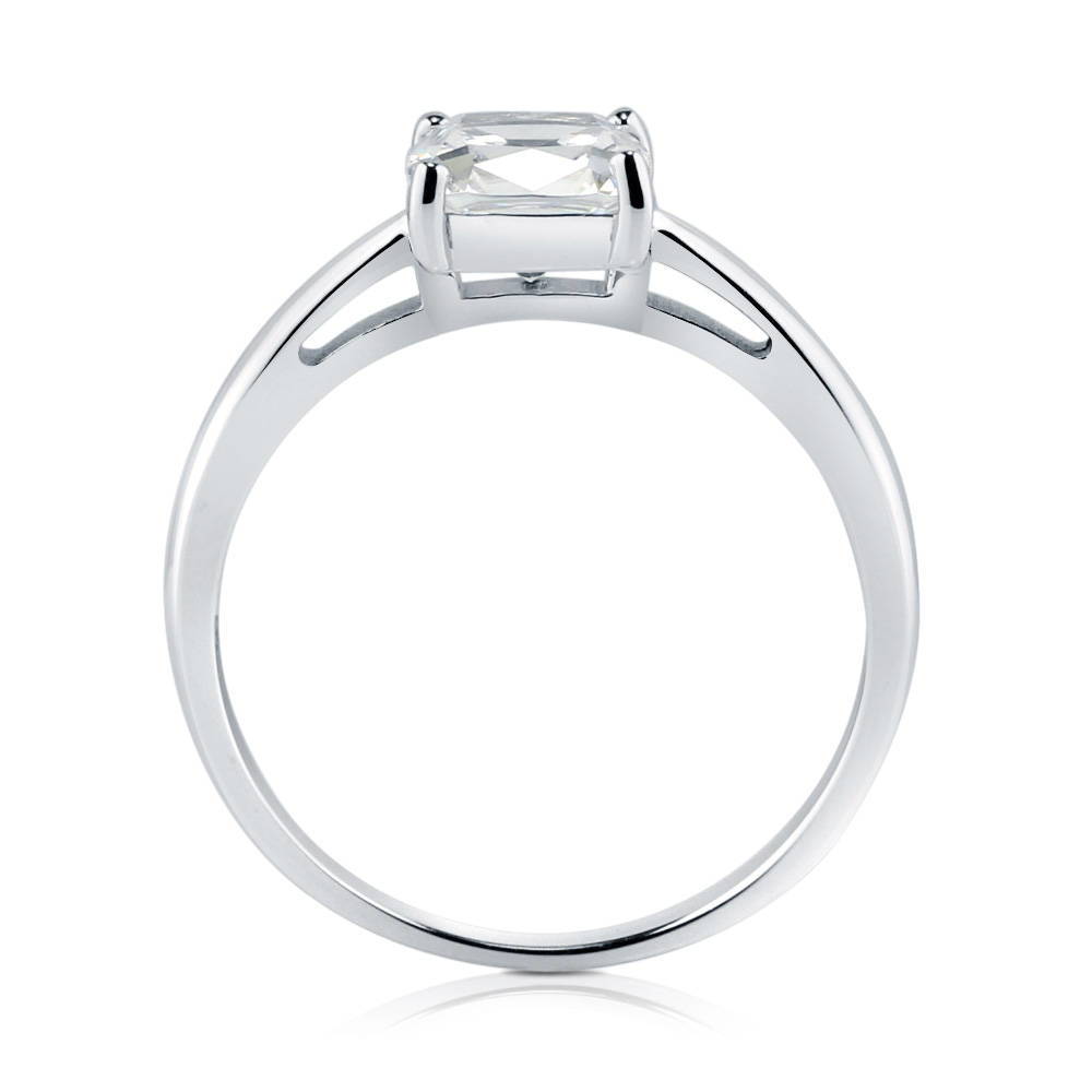 Alternate view of Solitaire 1.5ct Cushion CZ Ring in Sterling Silver, 5 of 6