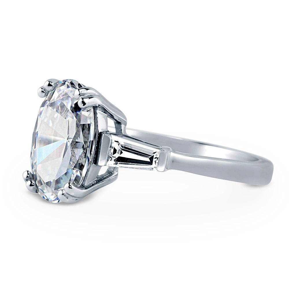 Angle view of 3-Stone Oval CZ Ring in Sterling Silver, 4 of 10