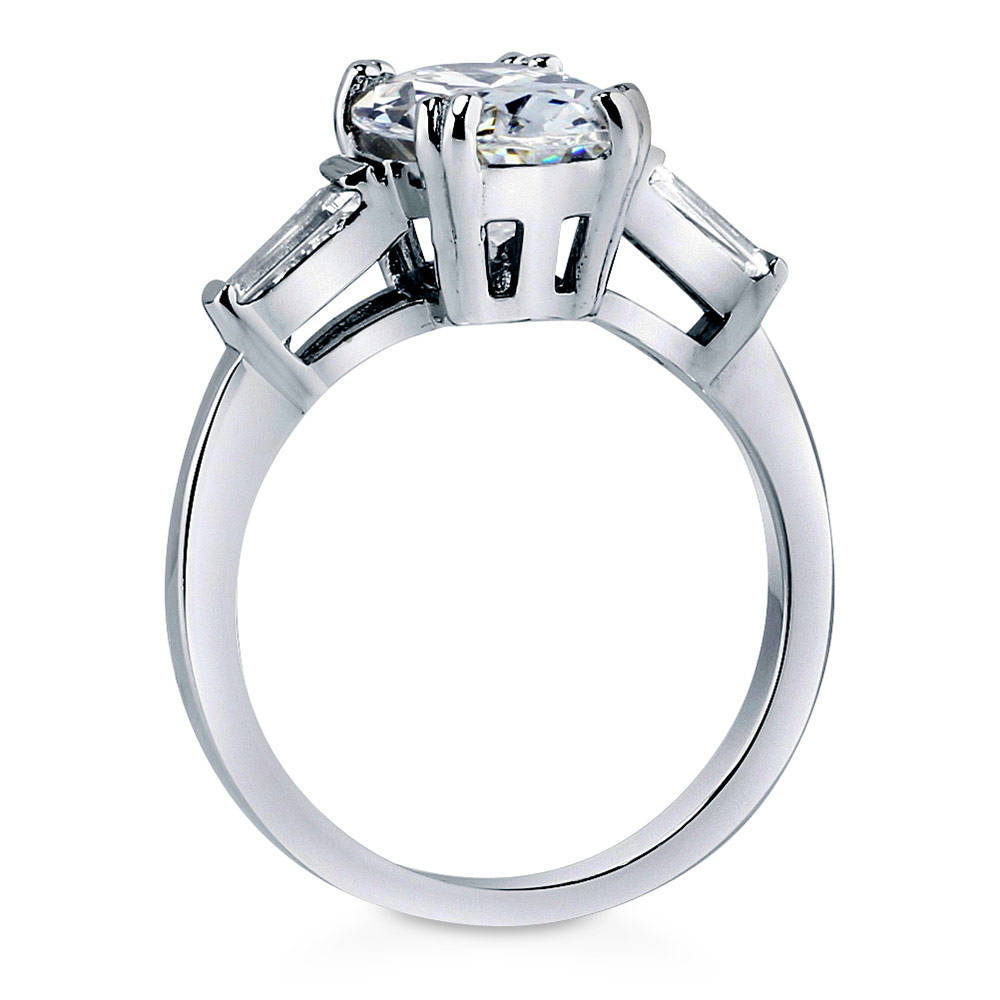 Alternate view of 3-Stone Oval CZ Ring in Sterling Silver, 7 of 10