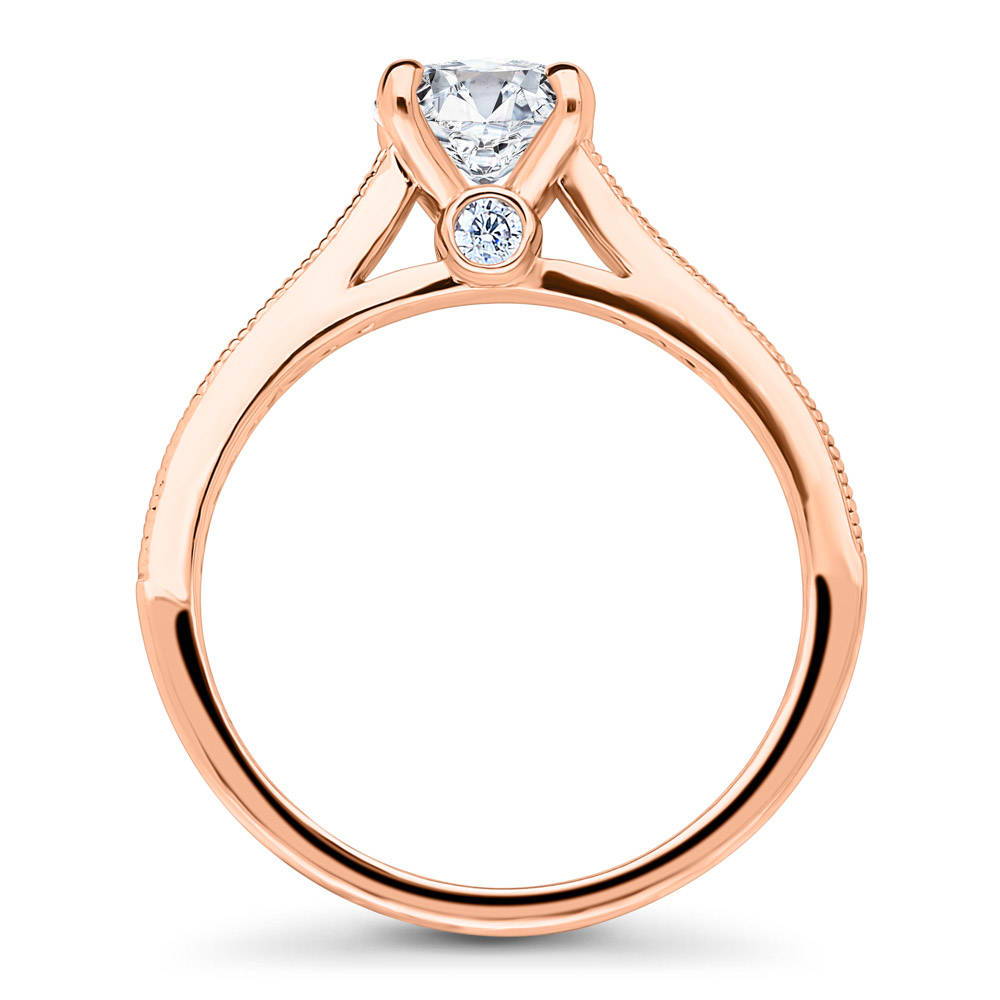 Alternate view of Solitaire 1ct Round CZ Ring in Rose Gold Plated Sterling Silver, 7 of 8