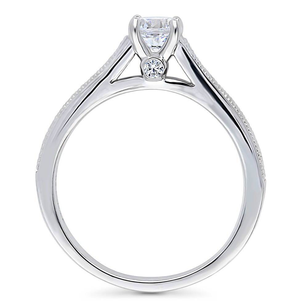 Solitaire Milgrain 0.45ct Round CZ Ring in Sterling Silver