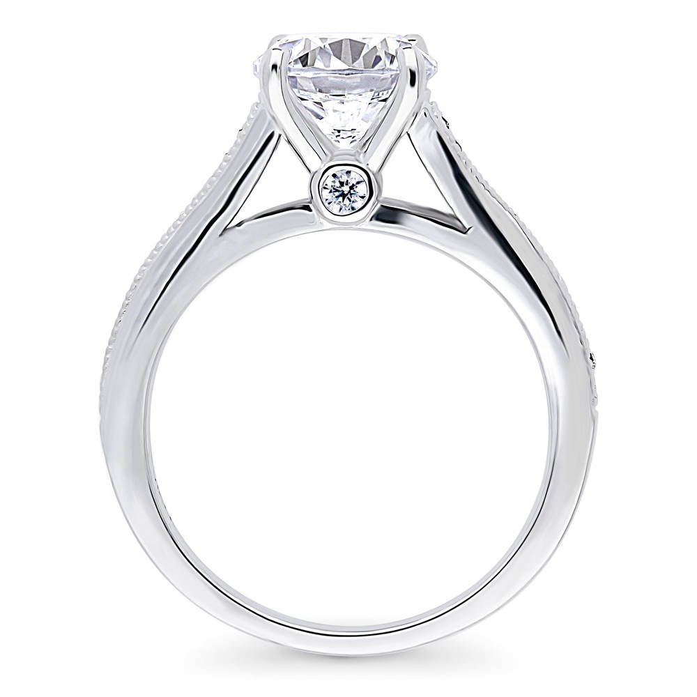 Alternate view of Solitaire Milgrain 2ct CZ Ring in Sterling Silver, 7 of 8