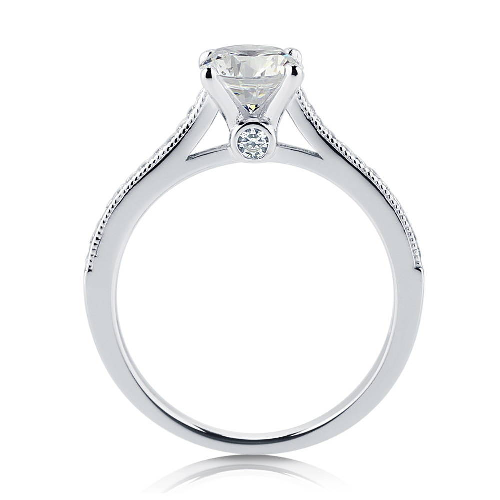 Alternate view of Solitaire 1ct Round CZ Ring in Sterling Silver, 7 of 9