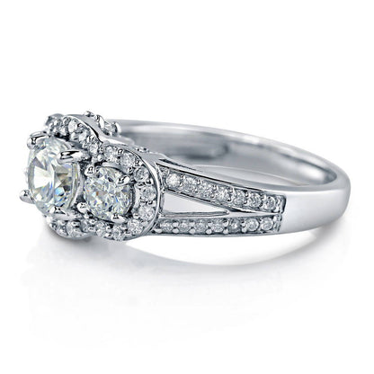 3-Stone 0.8ct CZ Split Shank Ring in Sterling Silver