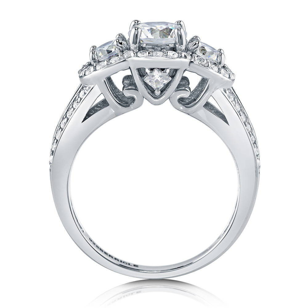 Micro Pave Halo 3 Stone Cadillac Split Shank Diamond Engagement Ring –  Kingofjewelry.com