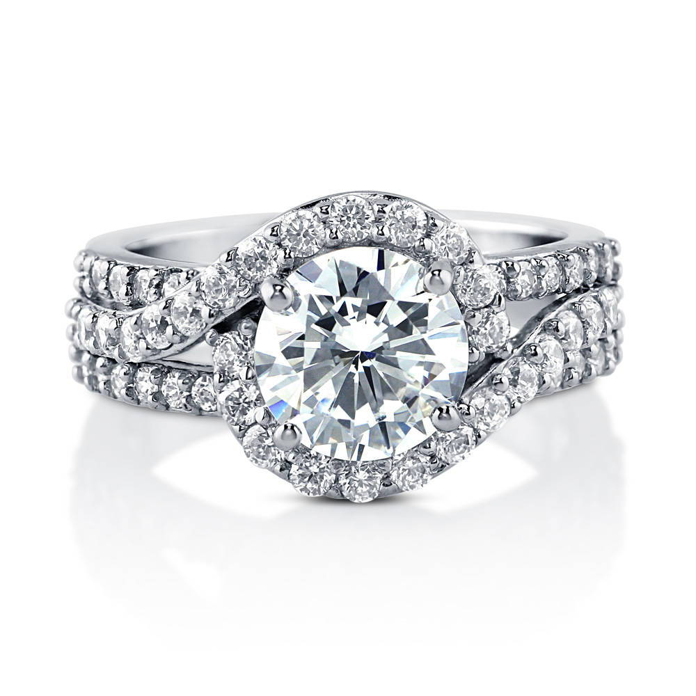 Halo CZ Ring in Sterling Silver