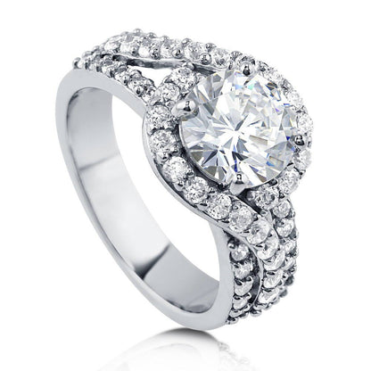 Halo CZ Ring in Sterling Silver