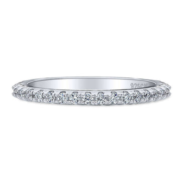 Pave Set CZ Half Eternity Ring in Sterling Silver