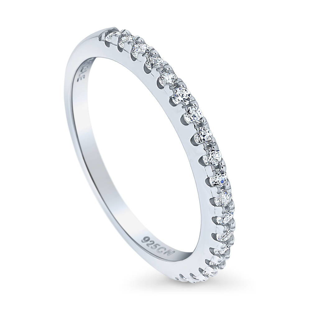 Front view of Pave CZ Eternity Ring in Sterling Silver, 4 of 9