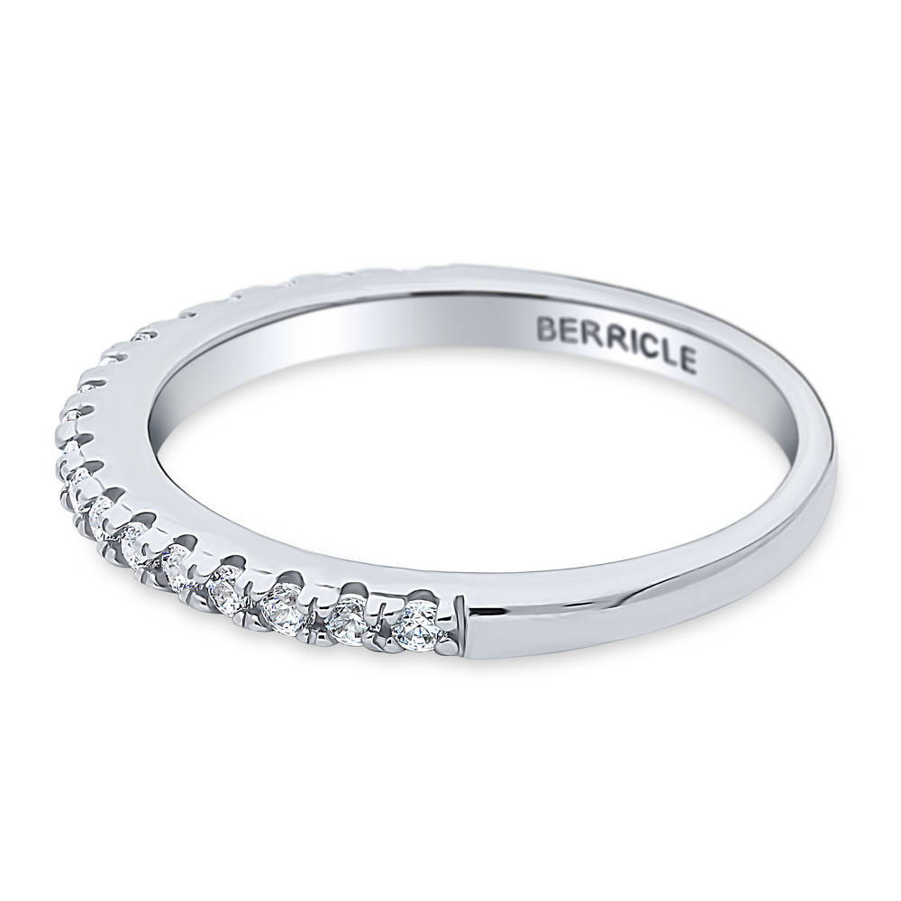 Angle view of Pave CZ Eternity Ring in Sterling Silver, 5 of 9
