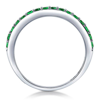 Emerald-Green Pave CZ Eternity Ring in Sterling Silver