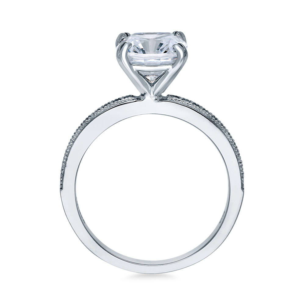 Alternate view of Solitaire 3ct Cushion CZ Ring in Sterling Silver, 7 of 8