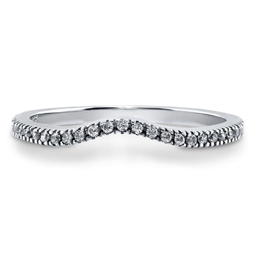 Wishbone Micro Pave Set CZ Curved Half Eternity Ring in Sterling Silver