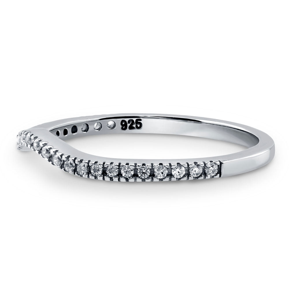 Wishbone Pave CZ Eternity Ring in Sterling Silver