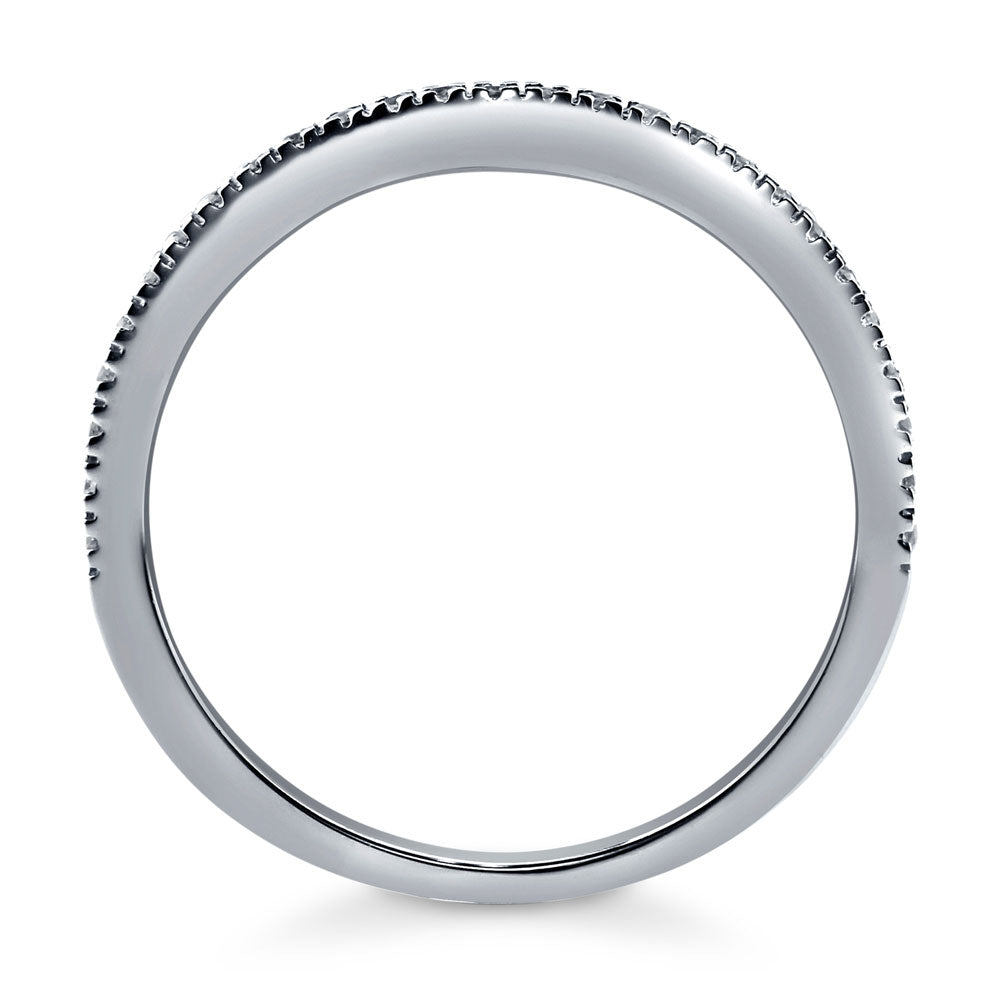 Wishbone Micro Pave Set CZ Curved Half Eternity Ring in Sterling Silver