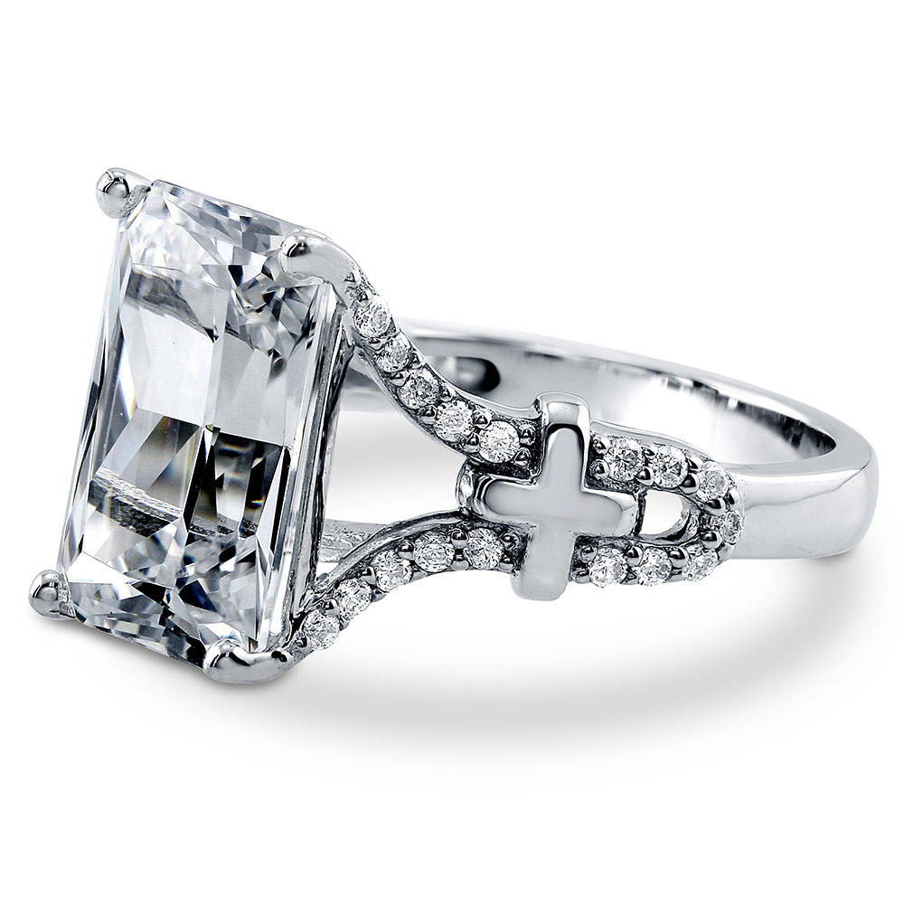 Solitaire 7.6ct Radiant CZ Statement Ring in Sterling Silver, 5 of 9