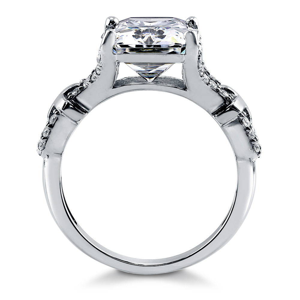 Solitaire 7.6ct Radiant CZ Statement Ring in Sterling Silver, 8 of 9