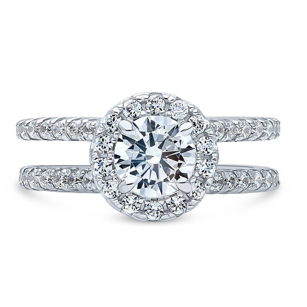 Halo CZ Ring in Sterling Silver, 1 of 7