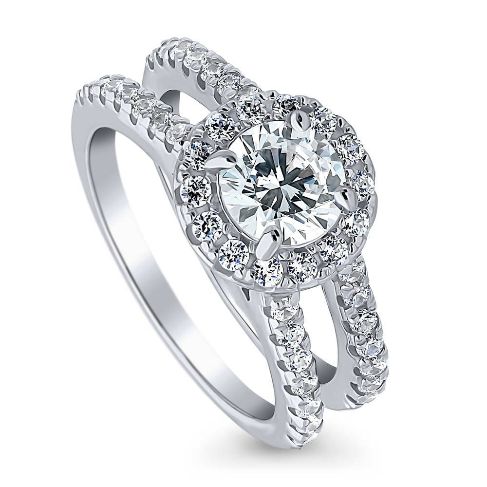 Halo CZ Ring in Sterling Silver