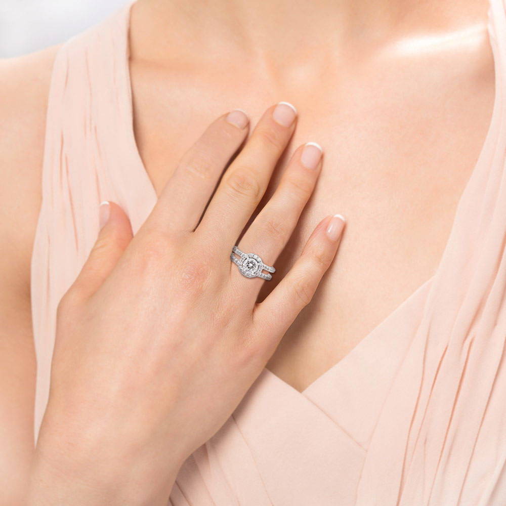 Halo CZ Ring in Sterling Silver, 6 of 7