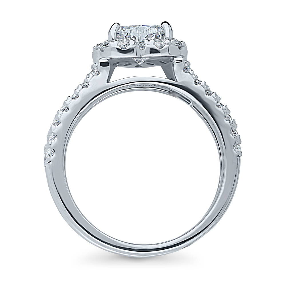 Halo Heart Heart CZ Ring in Sterling Silver