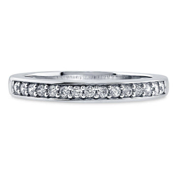 Pave Set CZ Half Eternity Ring in Sterling Silver