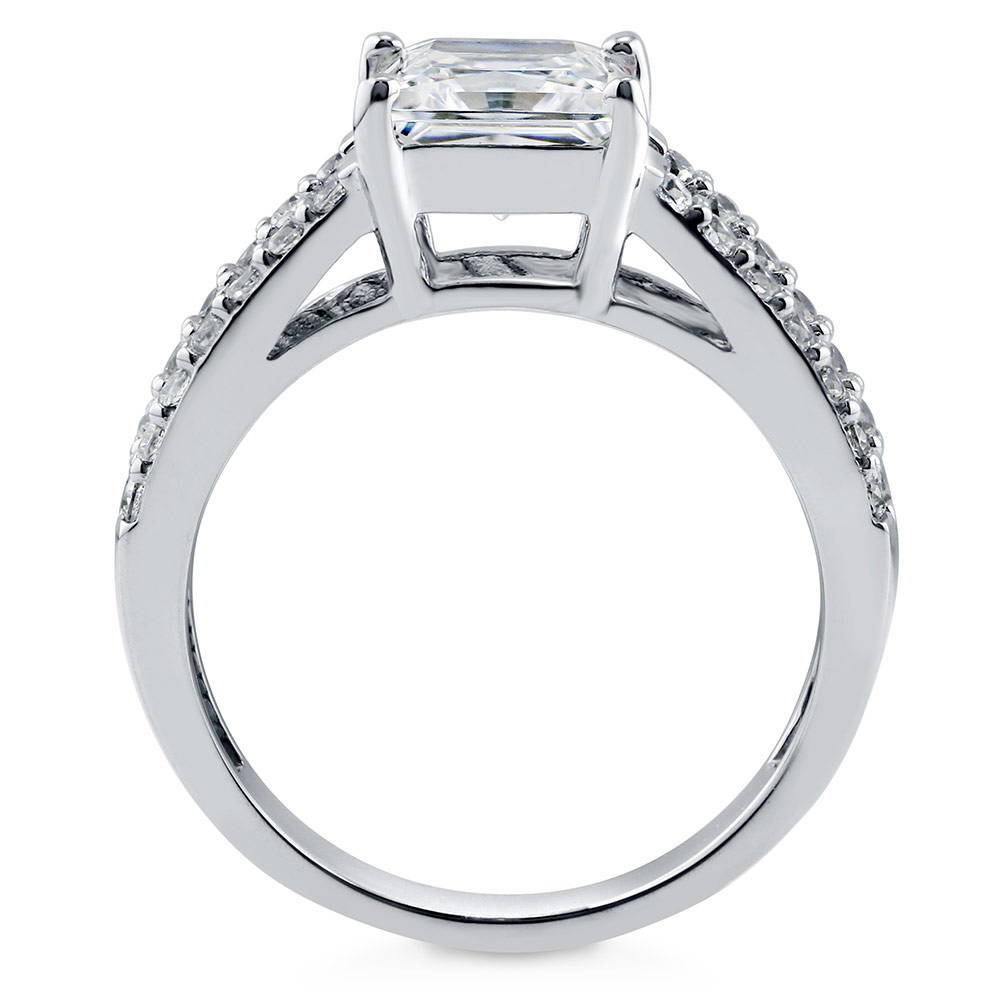 Alternate view of Solitaire 2ct Princess CZ Split Shank Ring in Sterling Silver, 8 of 10