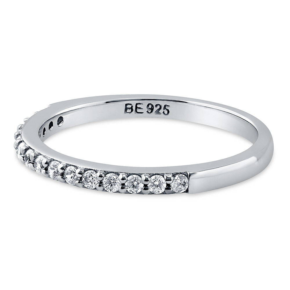 Angle view of Pave CZ Eternity Ring in Sterling Silver, 5 of 7
