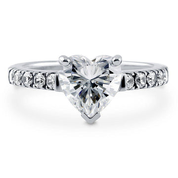 Solitaire 1.7ct Heart CZ Ring in Sterling Silver