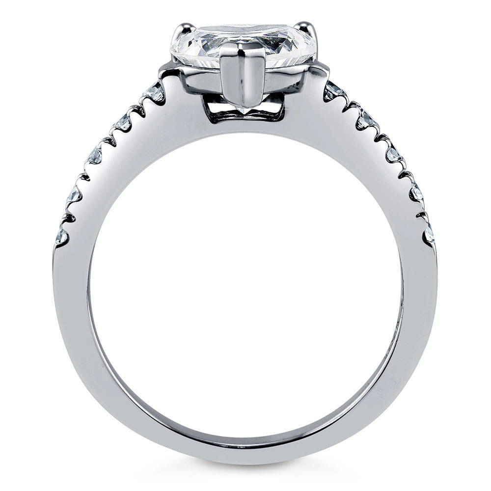 Alternate view of Solitaire Heart 1.7ct Heart CZ Ring in Sterling Silver, 7 of 19