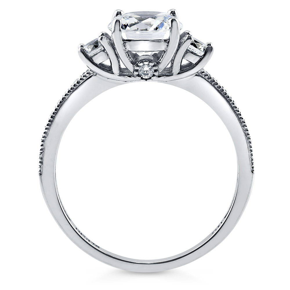 Alternate view of 3-Stone Round CZ Ring in Sterling Silver, 6 of 12