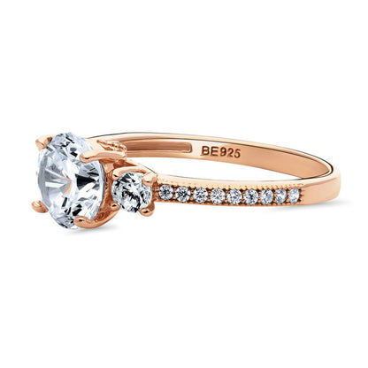3-Stone 1.25ct CZ Ring in Rose Gold Plated Sterling Silver