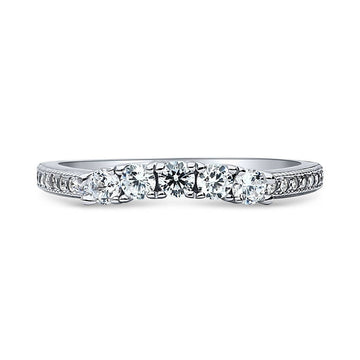5-Stone CZ Curved Half Eternity Ring in Sterling Silver