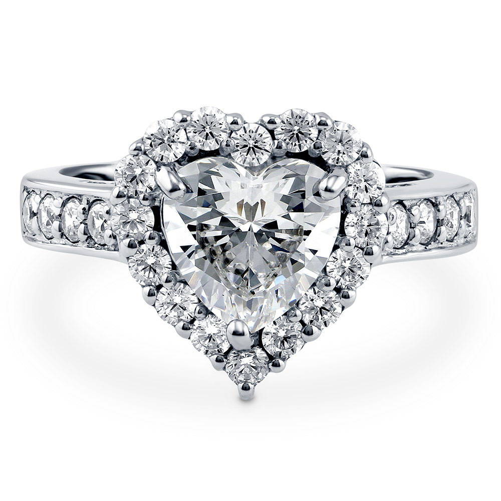 Halo Heart Heart CZ Ring in Sterling Silver, 1 of 9