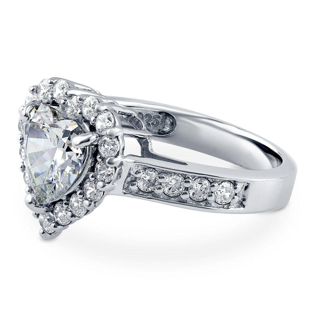 Halo Heart Heart CZ Ring in Sterling Silver