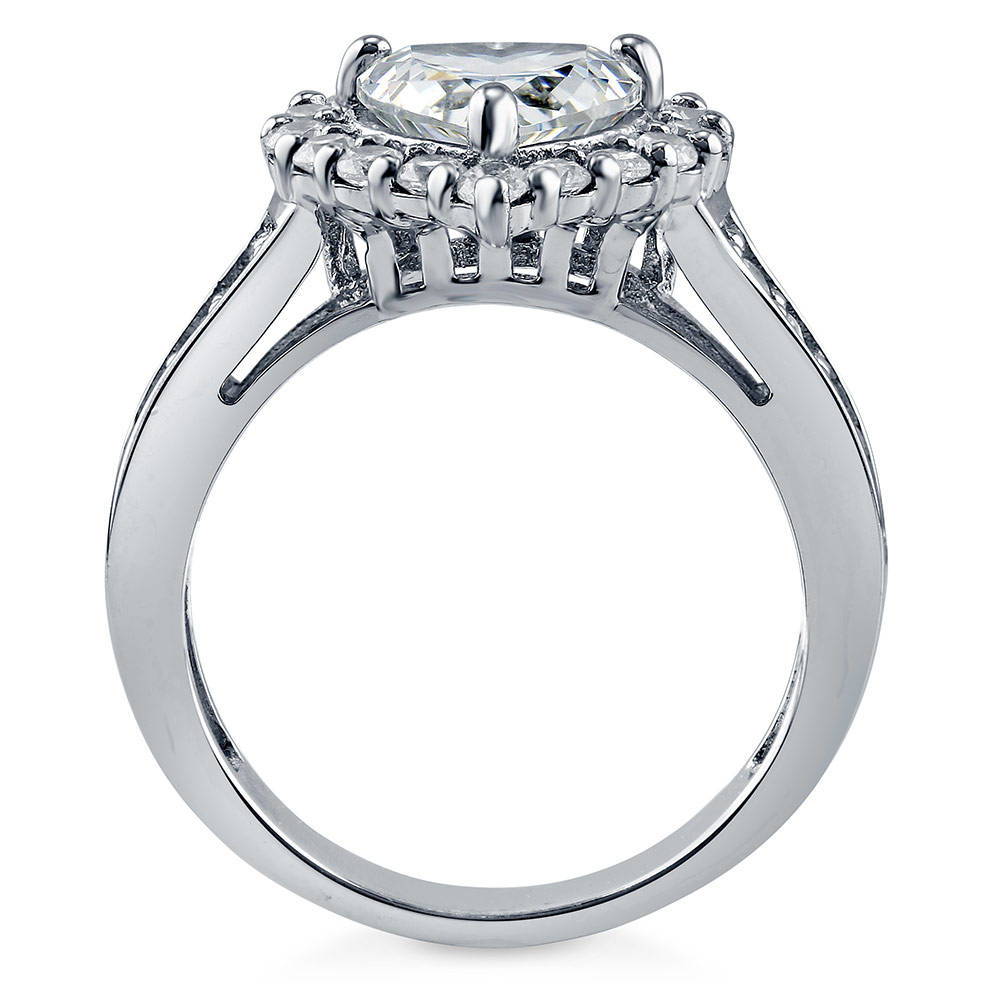 Alternate view of Halo Heart CZ Ring in Sterling Silver, 8 of 9