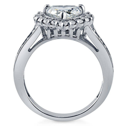 Halo Heart Heart CZ Ring in Sterling Silver