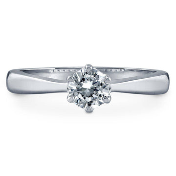 Solitaire 0.45ct Round CZ Ring in Sterling Silver
