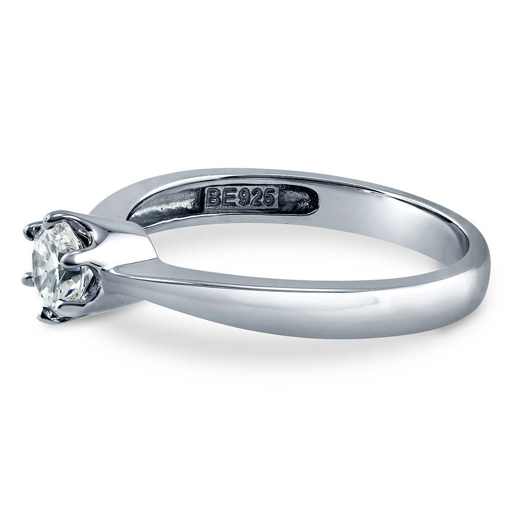 Angle view of Solitaire 0.45ct CZ Ring in Sterling Silver, 5 of 7