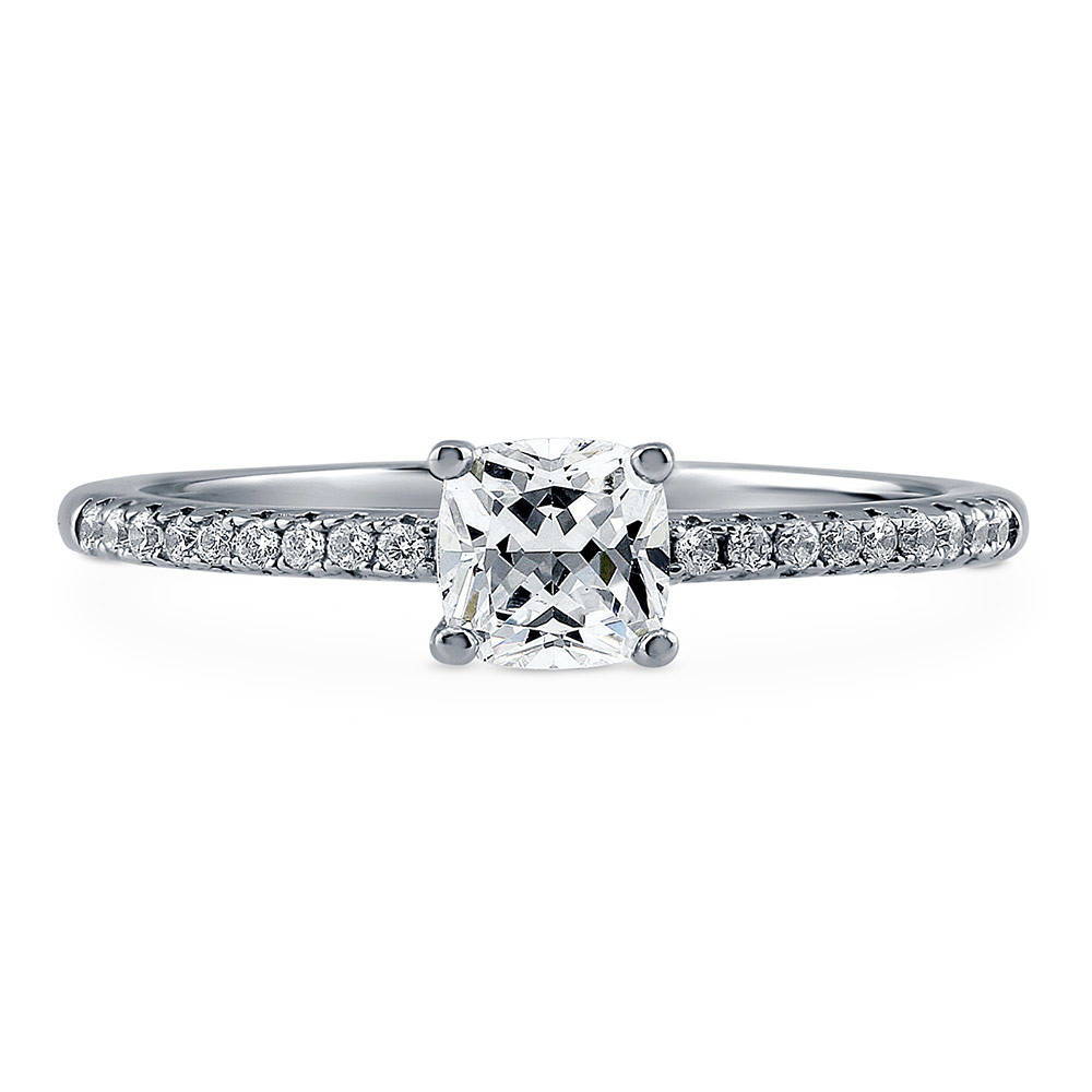Solitaire 0.6ct Cushion CZ Ring in Sterling Silver, 1 of 8