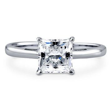 Solitaire 1.6ct Princess CZ Ring in Sterling Silver