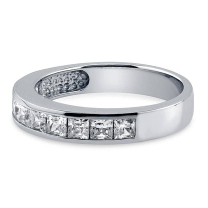 Channel Princess CZ Eternity Ring in Sterling Silver