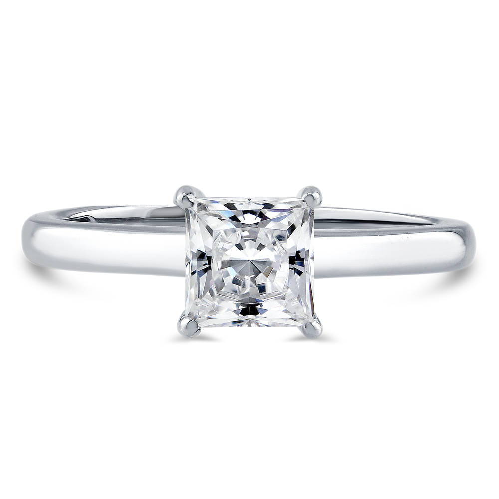 Solitaire 1ct Princess CZ Ring in Sterling Silver, 1 of 8