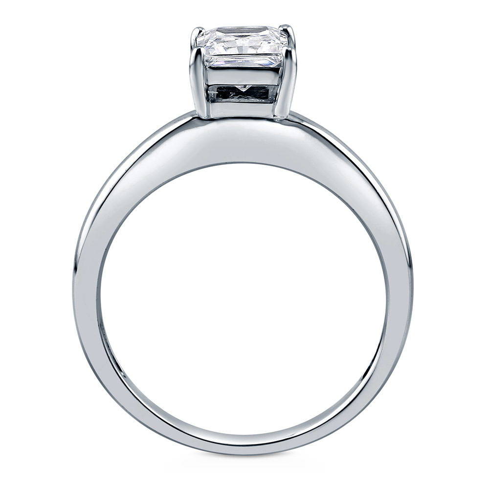 Alternate view of Solitaire 1ct Princess CZ Ring in Sterling Silver, 7 of 8