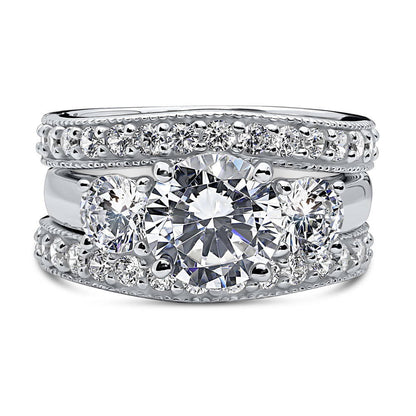 3-Stone 2.4ct CZ Ring Set in Sterling Silver