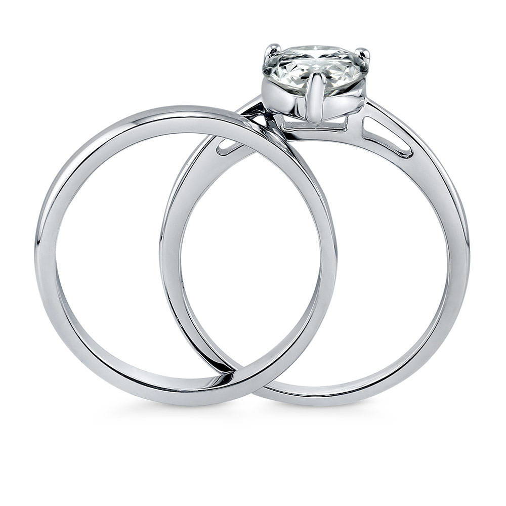 Alternate view of Solitaire 1.8ct Pear CZ Ring Set in Sterling Silver, 8 of 12
